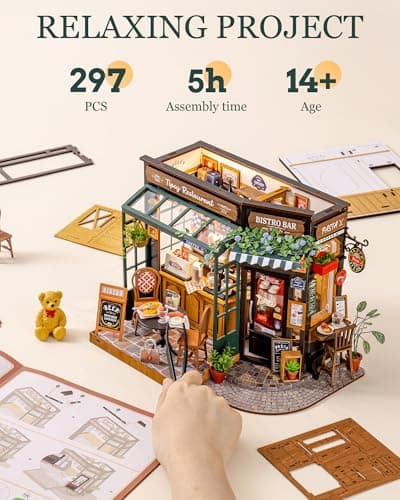 Rolife Maison de Poupée Restaurant Tipsy DIY Maison Miniature Kit Café Miniature Kit de Modèle Décoration Intérieure Cadeau d'anniversaire pour Enfants et Adultes