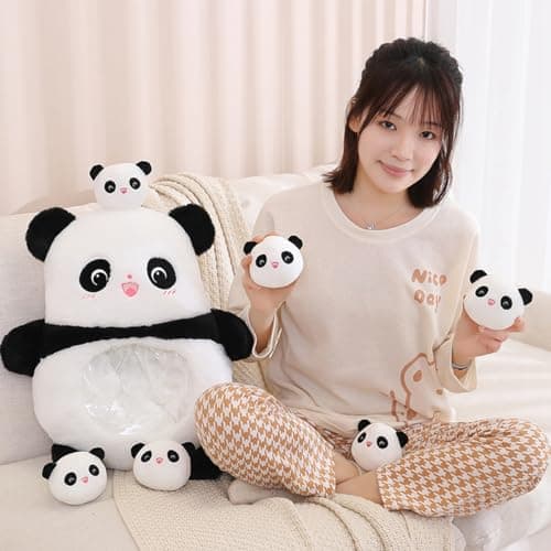 Aiuidun Mignon Panda Peluche Oreiller Jouet, Amovible Panda Animaux en Peluche Snack Oreiller, Doux Panda Peluche Animal Hold - UP Doll Fille garçon Cadeau