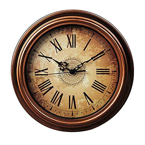 Topkey 30cm Horloge Murale Silencieuse Vintage Pendules Murales pour Le Salon Cuisine Chambre à Coucher Bureau à Domicile - Marron