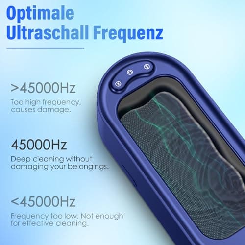 Onherm Nettoyeur à ultrasons 380ml Nettoyeur de lunettes avec 2 modes Nettoyeur à ultrasons portable 45000Hz Nettoyeur à ultrasons pour lunettes Bijoux Montres Dentiers Monnaies