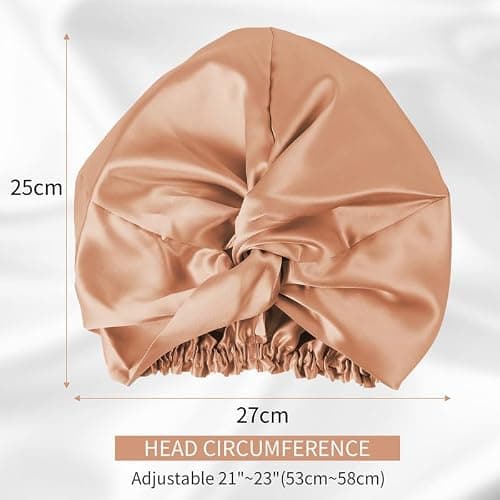 townssilk Bonnet de nuit 100% soie de mûrier pour femme, bonnet de nuit 16 momme en soie, bon pour les cheveux, protège les cheveux, bonnet de nuit en soie, double couche,Cinnamon