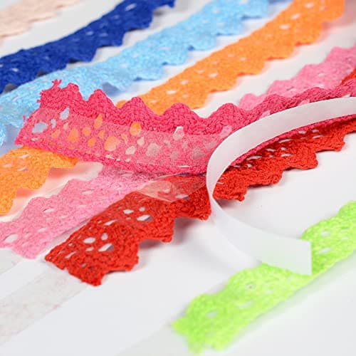 CENPEK 5 Rouleaux Bricolage Auto-adhésif Dentelle Washi Ruban Garniture Ruban Coton Tissu Ruban décor Artisanat Mixte #3