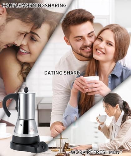 Cafetière Italienne, Machine à expresso sur la cuisinière, cafetière électrique à café expresso en acier inoxydable de 300 ml, cafetière électrique, machine à expresso pour cappuccino expresso