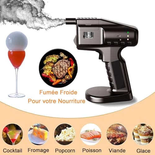 Fumoir a froid Accessories-Witriolik Liquide À Bulles 50mL x2, Cocktail Bubble Maker Pistolet À Fumer Portable Pistolet À Bulles De Fumée Chargement USB pour Aliments fumés, Barman à Domicile