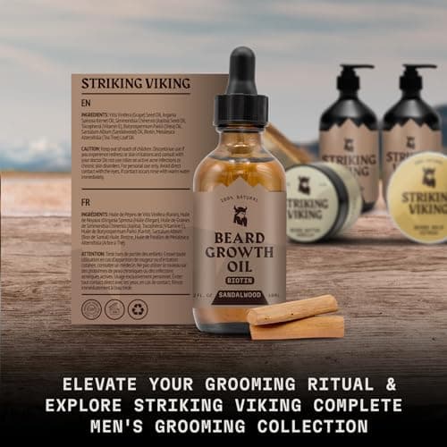 Striking Viking Huile de croissance de barbe avec biotine, 2 Fl Oz (1 pièce) (Santal)