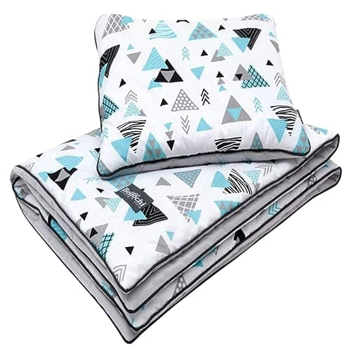 Bellochi Set de Couette Bebe 75x100 cm et Coussin Enfant 30x40cm - Couverture Enfant Réversible et Entièrement Lavable - 100% Coton - Tresor