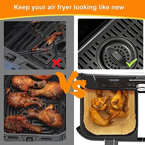 HONYAO Papier Cuisson pour Ninja Air Fryer, 100 Pièces 20,5x14cm Rectangulair Paper Liners Friteuse Sans Huile Accessoires compatible avec Ninja Foodi Dual Zone Double Stack et autres Double Airfryer