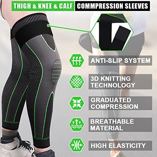 Attelle Genou Beister Hommes & Femmes, Genouillères Sport Longue à Sangles Réglables,Respirantes Antidérapantes Élastique Compression Genouillères Médicale pour Déchirure du Ménisque,Arthrite,Arthrose