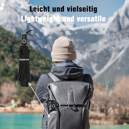 Herreicher Parapluie Pliant Résistant au Vent - Nouveau Automatique Parapluie Solide aux Tempêtes Portable Compact Double Toit Coupe-vent Ventilé De Voyage Grand Pour Homme et Femme (Noir)