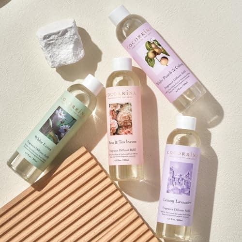 COCORRÍNA Recharge Diffuseur de Parfum - Rose satinée 200ml Huile parfumée pour diffuseur à Roseau Parfum d'ambiance pour Chambre à Coucher, Salle de Bain, Bureau, Maison déco