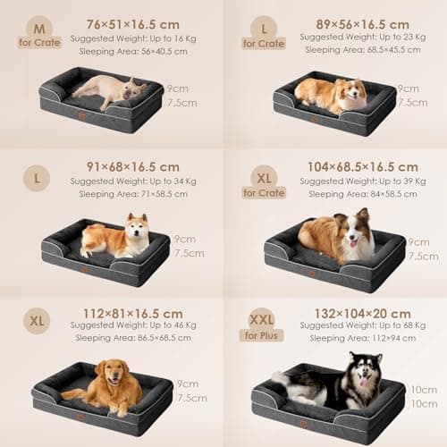 EHEYCIGA Panier Chien Grande Taille XL Orthopedique, Memoire de Forme Lit pour Chien Imperméable, Canapé pour Chien Dehoussable Lavable