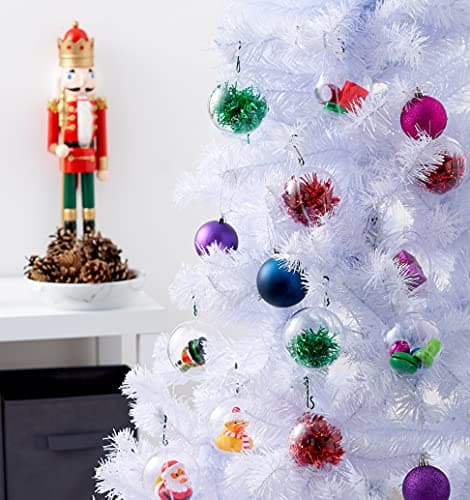 THE TWIDDLERS - 48 Boules Transparentes à remplir pour Sapin de Noël, décorations de fête de Noël, Loisirs créatifs, décorations – 8 cm