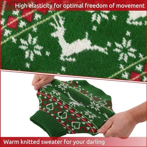 KONVINIT Pull Noel Chien,Hiver Tricot Pull de Noël pour Animaux de Compagnie à Col Roulé Pull-Overs pour Chiens,pour Petit Moyen Grand Chien Chiot