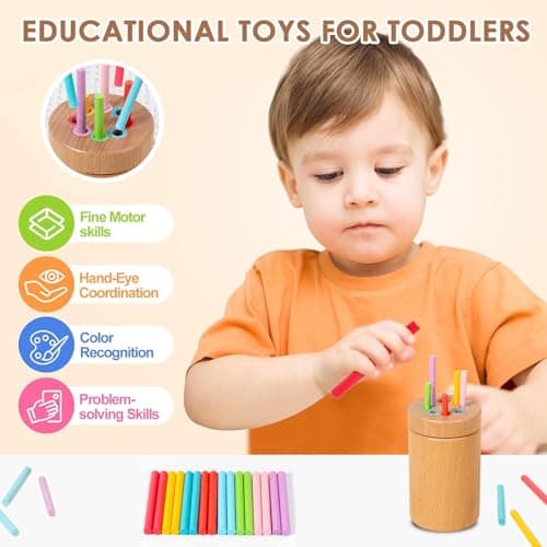 LunarCharm Montessori Jouet à partir de 1 à 2 ans, couleurs assorties, jouets de motricité, jouets sensoriels en bois, jouets pour bébé, jouets pour enfants à partir de 3 ans