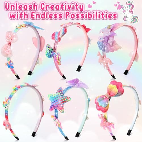 Pourbibi Cadeau Fille 3 4 5 6 7 8 9 10 Ans, Activites Manuelles pour Enfants, Jouet Fille 3-11 Ans, Loisir Créatif Enfant, Jeux Enfant 3-6 Ans - Kit de Fabrication de Bandeaux pour Fille