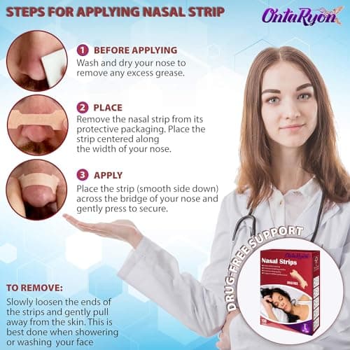Bandelettes Nasales OntaRyon (x100 grandes) Aide Pour Arrêter Le Ronflement, Aide Anti-Ronflement Pour Respiration Nasale - Dilateur, Patchs Nasaux Pour Un Meilleur Sommeil