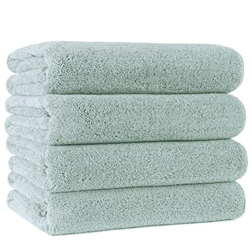 Polyte - 4 Serviettes de Bain en Microfibres - sèche Rapidement/ne Peluche Pas - Vert Clair - 145 x 76 cm