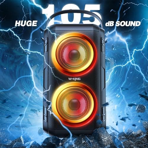 W-KING Enceinte Bluetooth Puissante avec 2 Haut-parleurs à Gamme Complète - Super Bass, Haut-Parleur d'extérieur Portable sans Fil 80W avec Lumières LED, Son 105 DB, IPX5, U-Disk, Carte TF, AUX, EQ
