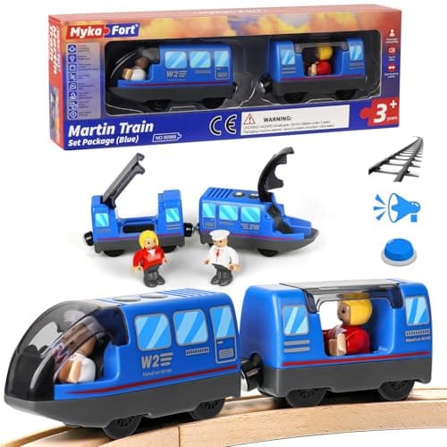 Sweetone Train de locomotives à Piles(Connexion Magnétique), Train Electrique Enfant, Train en Bois Compatible avec Thomas, Brio, Chuggington, Jouet pour Tout-Petits pour dès 3 Ans
