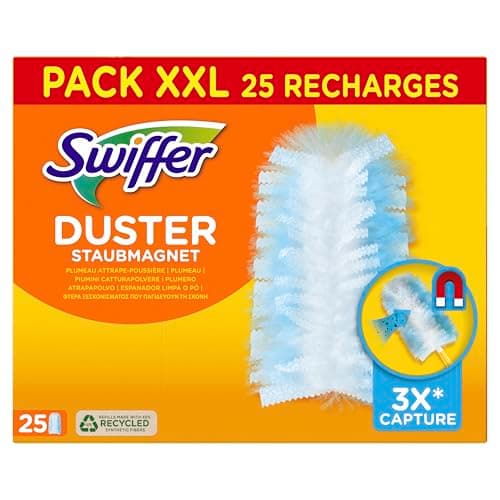 Swiffer Plumeau Duster Attrape & Retient Recharges Dépoussiérantes, Attrape Et Retient 3 Fois Plus De Cheveux Et Poussière Qu’Un Plumeau Ordinaire X 25 PACK XXL X 25recharges