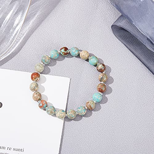 OLYCRAFT 96 pièces 8mm Perles de Jaspe Impérial Naturel Regalite Jaspe Perles Brins Rondes Perles de Pierres Précieuses en Vrac Pierre D'Énergie pour Bracelet Collier Fabrication de Bijoux