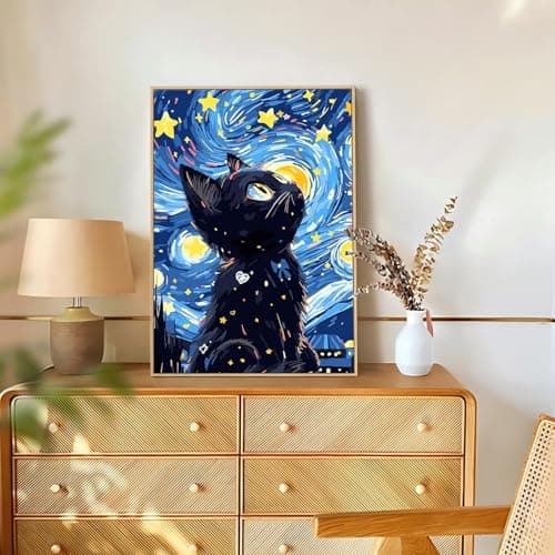 Mafenr Art Diamond Painting Chat, Chat Diamond Painting Adulte, Peinture Diamant Adulte pour Cadeaux et Décoration 30x40 cm