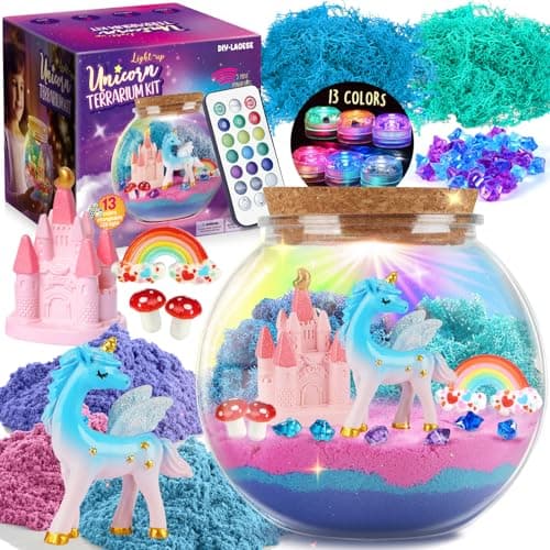 DIY-LAOESE Cadeaux Licorne – Kit de Terrarium – Cadeau d'anniversaire pour Filles âgées de 4 5 6 7 8-12 Ans – Jouets Licorne – Kit d'art et d'artisanat pour Enfants