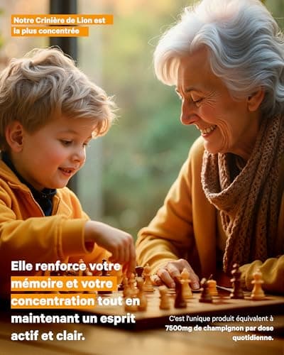 Lions Mane Pure 7500mg (2x1) Ultra-concentrée 50% | Nootropic : Mémoire, Concentration et Santé Cérébrale | Amélioration Cognitive à Long Terme | Bien-être Émotionnel et Gastro-intestinal | 140 Caps
