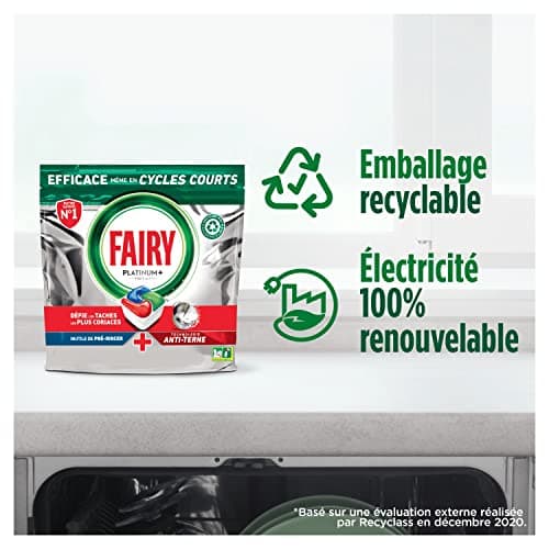 Fairy Platinum Plus Tablettes Lave-Vaisselle All In One Technologie Anti-Terne, Regular, 71 Capsules, Nettoyage Optimal Pour Une Vaisselle Propre Comme Neuve