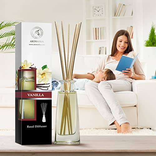 Diffuseur Parfum de Vanille 3x100ml - Naturel Fragrance Fraîche et Durable - Kit Diffuseur Cadeau avec 10 Bâtonnets de Bambou - Meilleur pour Aromathérapie