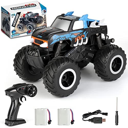 RC Imperméable Monster Truck Garçon 5 6 7 8 Hors Route Toy Car Camion Radiocommandé avec 2 Batteries 1/16 4WD 2,4 GHz RC Voiture à Grande Vitesse 20km / h Camion Monstre pour Enfants 5-7 Ans