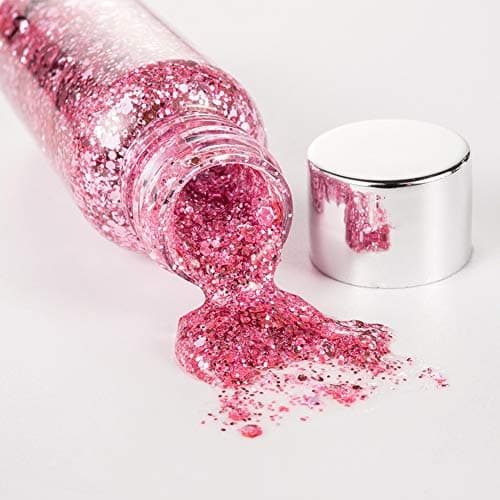 GL-Turelifes Sirène Paillettes Chunky Glitter Liquide Fard À Paupières Glitter Body Gel Festival Glitter Cosmétique Visage Cheveux Ongles Maquillage Longue Durée Mousseux 30g (03# Rose)