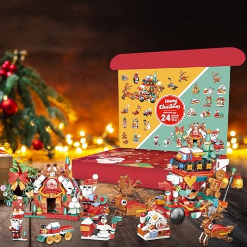 cadeau de Noël Calendrier de l'Avent de Noël pour enfants 2024 - Blocs de construction Cadeaux de vacances pour enfants Ados Coffret cadeau 24 pour filles garçons 12 en 1