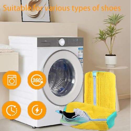 DUOJIN Sacs à Linge pour Chaussures Réutilisables Sac Lavage Chaussures Machine à Laver avec Fermeture Éclair, Filet Linge Machine à Laver Chaussures Protéger Chaussures (Jaune)