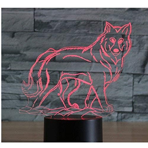 YTDZLTD 3D Loup Nuit Lampe 16 Couleurs Changeantes Puissance USB Télécommande Contact Switch Lampe Décorative Illusion Optique LED Lampe de Table Anniversaire Noël Cadeau Enfants Jouets