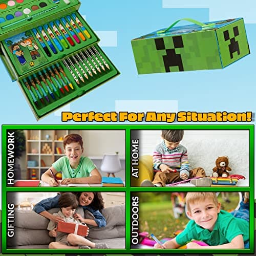 Minecraft Coloriage Enfant Malette Dessin et Peinture Garçon 40+ Pcs