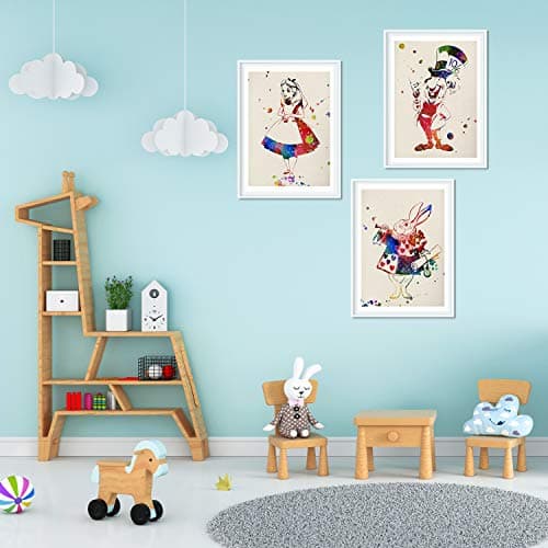 Nacnic Lot de 3 affiches pour enfants et chambre d'enfants. Style aquarelle Alice au pays des merveilles. Format A3, sans cadre.