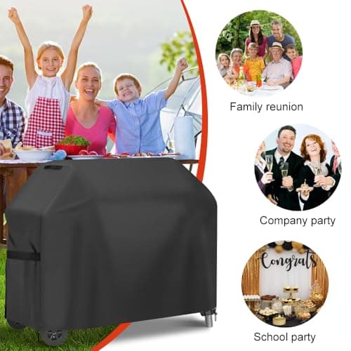 HIOQFR Housse Barbecue Camping Bâche Résistante de 210D Oxford Protection BBQ à Gaz Bâche de Protection BBQ avec Cordon Ajustable Housse Barbecue Exterieur Anti-Intempéries Coupe-Vent (145x61x117 cm)