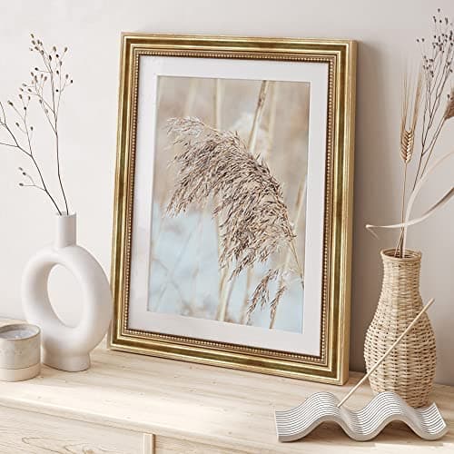 WANDStyle Cadre photo or 13x18 cm en bois de style baroque avec support et accroche, cadres pour photo Made in Germany - H450