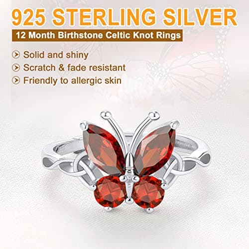 SILVERCUTE Bague Femme Entrelacs Argent 925 avec Pierre de Naissance Juillet - Rubis Synthétique