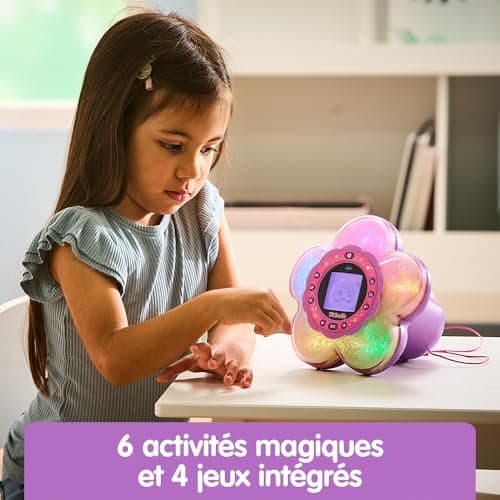 VTech - KidiMagic Galaxy Light Rose, Radio Réveil Enfant 9 en 1 avec Effets Lumineux, Projection d'Aurores Boréales au Plafond, Enceinte, Jeux, Cadeau Enfant de 6 Ans à 12 Ans - Contenu en Français