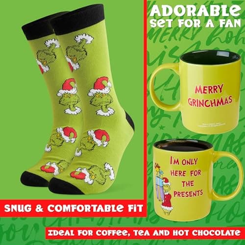 The Grinch Coffret Mug - Chaussettes et Mug de Café 325ml, Coffret Cadeau pour Homme Ado.