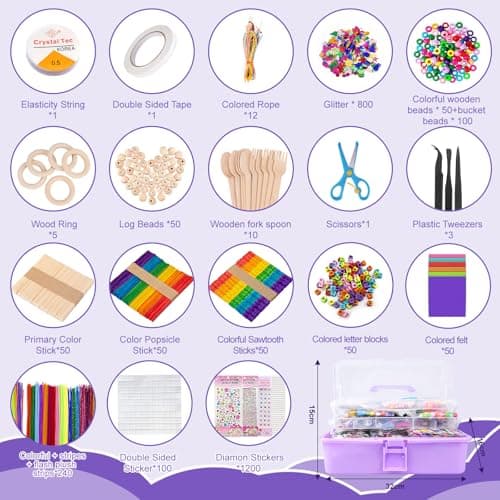 UCAMP 3700+ Pièces Kit Bricolage Enfant,Pièces Kit Bricolage Enfants, Bricolage Enfant Pipe Cleaners Crafts Set,Kit de Loisir Creatif Enfant Comprendre Pompons,pour filles garçons 4 5 6 7 8 ans Cadeau
