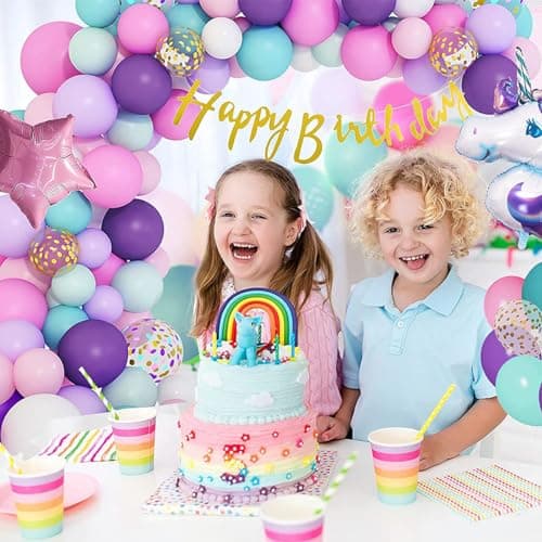 Deluisho Ballon Anniversaire Licorne, Licorne Decoration Anniversaire Fille, Ballon Deco Licorn Anniversaire Fille Ornements de Fête D'anniversaire de Licorne, Bannières D'anniversaire, Guirlandes de