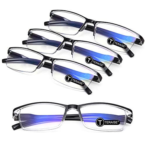 TERAISE 4PCS lunettes de lecture anti-lumière bleue, légères et confortables pour lunettes de lecture homme et femme, robustes lunette de lecture ordinateur, étui à lunettes inclus(1.75X)