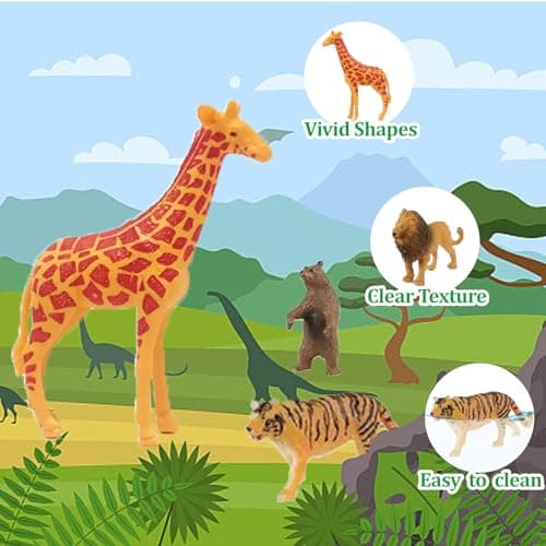 Aszaui 18 Pièces Animaux Jouet,Figurine Animaux Forêt,Figurine Animaux de la Foret,Figurines d'animaux de Safari, Mini Jouets d'animaux de la forêt,Jouets Zoo,pour Déco Fête Noël Cadeau