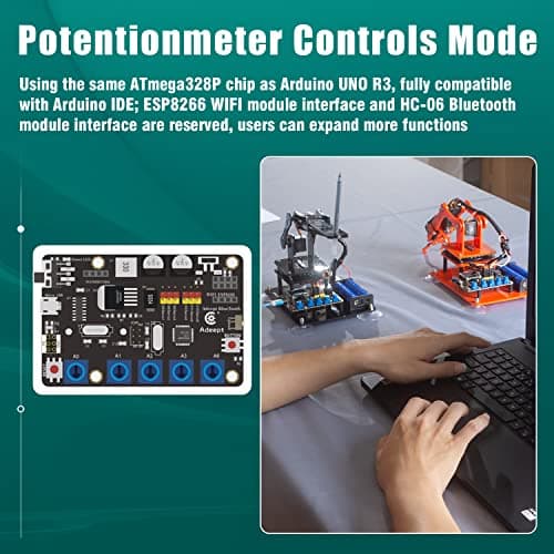 Adeept Kit de Bras robotique 5-DOF Compatible avec Arduino IDE | Kit de Robot à Monter soi-même | Kit de Bras de Robot Vapeur avec écran OLED | Code de Traitement et tutoriel PDF