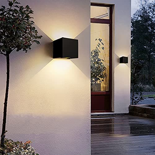 2 Pack Applique murale exterieur interieur LED Lampe murale extérieures moderne Noir 6W Blanc naturel 4000K IP65 Étanche carrée en aluminium Réglage de l'angle d'éclairage Design facile à installer