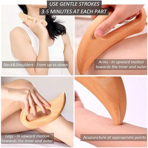 Lot de 9 outils de massage thérapeutique du bois pour façonner le corps, kit Maderoterapia pour drainage lymphatique anti-cellulite, ensemble de rouleaux de massage incurvés en bois pour jambes et