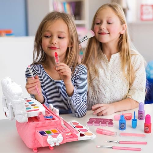 Aureyung Maquillage Enfant Fille, Lavable Malette Maquillage Enfant, Maquillage Fille, Jouet Fille 3 4 5 6 7 8 9 10 Ans Jeux Fille, Idée Cadeau Fille 3-12 Ans